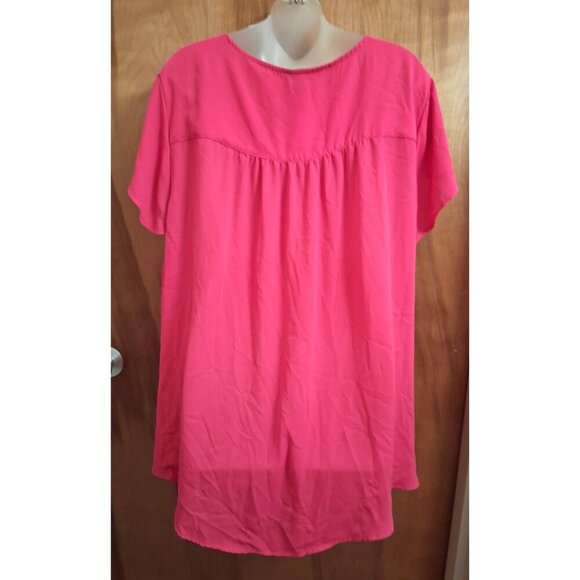 Torrid Womens Blouse Top 5X Harper Georgette Hookeye Tulip Sleeve Top Pink 5 - Picture 4 of 5